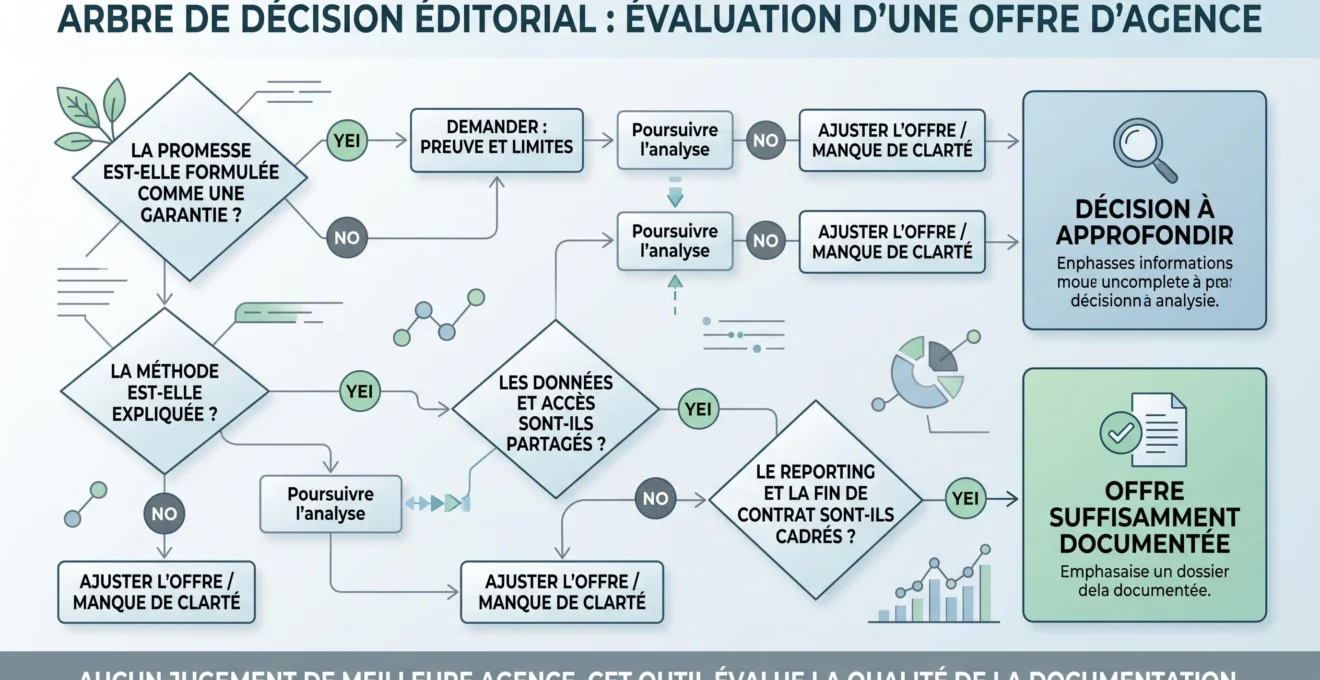 Arbre de décision des questions à poser à une agence SEO avant de signer